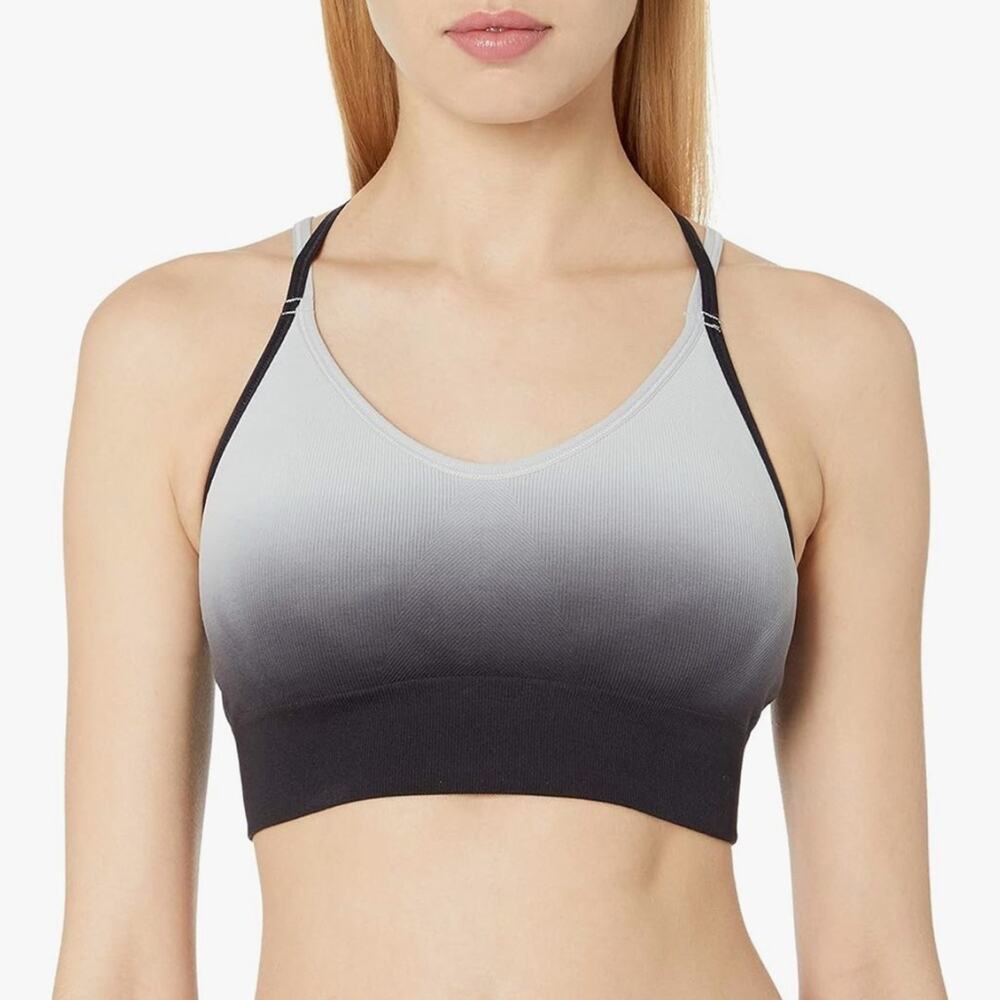 C9 Champion Seamless Dip Dye Cami Bra Silverstone Ebony gray black strappy back
